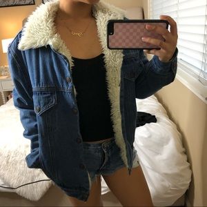 Brandy Melville Fur Lined Denim Jacket